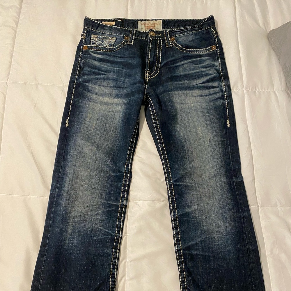 Dark Blue Denim Jeans with Embroidered Pocket - Picture 3 of 4